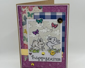 Easter Card - Easter - Rabbit - Bunny - Chick - Spring Card - Happy Easter