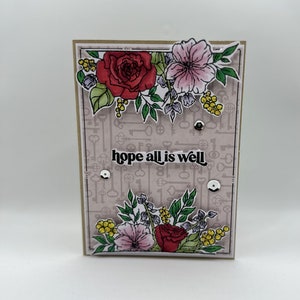 Carte toutes occasions - Enregistrement - J'espère que tout va bien - floral - Carte Bon rétablissement - Se sentir mieux