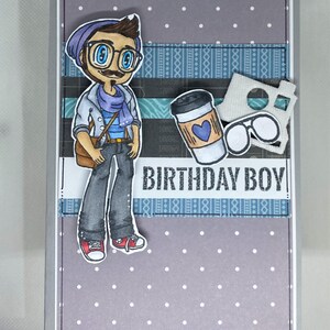 Tarjeta de cumpleaños/Tarjeta de cumpleaños para chicos/hipster/café/gafas/cámara/tarjeta de regalo/tarjetas para chicos/ cumpleaños/ feliz cumpleaños/