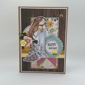 Tarjeta de cumpleaños - Mejores deseos - Tarjeta de cumpleaños - Rosa - Regal - Reina- Rosas- Tarjeta rosa - tarjeta de regalo - Floral - Púrpura