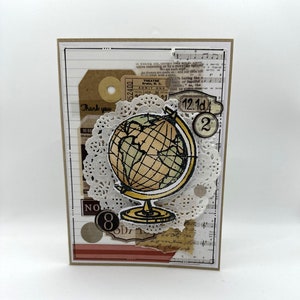 Carte de remerciement - Merci - Merci - vintage - Globe terrestre - Antiquité - Enseignant - Appréciation de l'enseignant