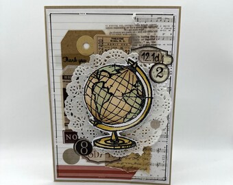 Thank You Card - Thanks - Thank you - Vintage - Globe -Antique - Teacher - Teacher Appreciation