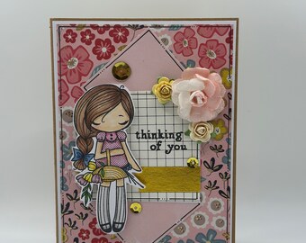 All Occasion Card - Thinking of You - Thinking of you card - Floral Card - Flowers - Flower - Just because card - Pink card - gift card