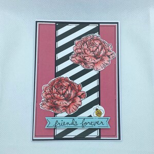 All Occasion Card - Greeting Card - Friendship card - Friends Forever - Floral, Bee - Peonies - Peony, Girly Card - Birthday Card, Thank you