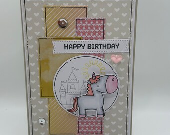 Birthday Card - Happy Birthday -Rainbow - Unicorn - Unicorns - Birthday - Castle - Fairy tale - Fairytale- Magical Day - Magical Birthday