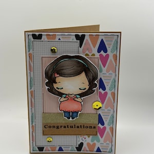 Nueva tarjeta de bebé - Tarjeta de embarazo - Nueva mamá - Nueva mamá - Baby shower - Felicitaciones - Nuevo bebé - Anuncio de embarazo - Mujer embarazada