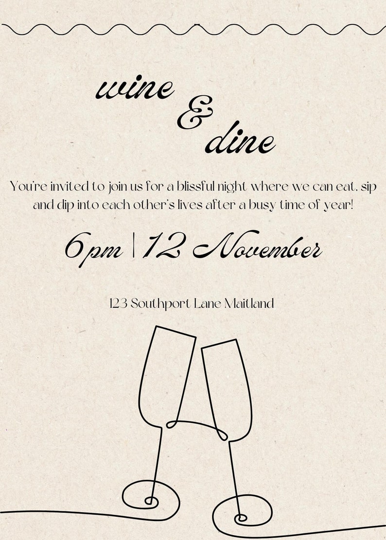 Dinner Party Invitation & Menu - Etsy