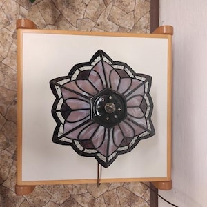 Pattern on a stained glass hexagonal lamp