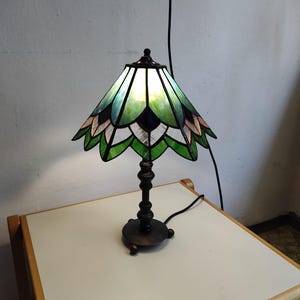 Pattern on a stained glass hexagonal lamp