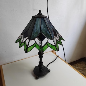 Pattern on a stained glass hexagonal lamp