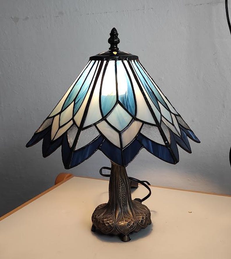 Pattern on a stained glass hexagonal lamp