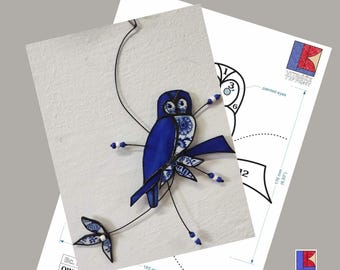 PDF Pattern for Stained Glass Owl – Tiffany Technique Template