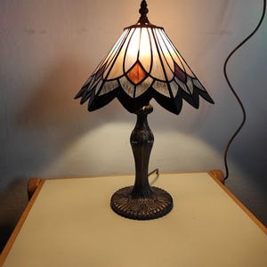 Pattern on a stained glass hexagonal lamp