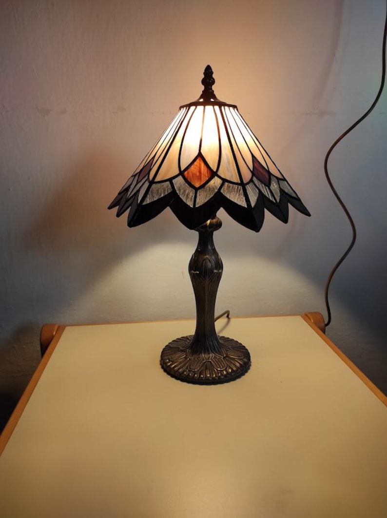 Pattern on a stained glass hexagonal lamp