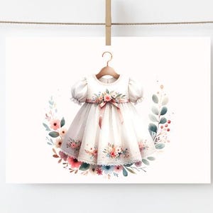 Anuncio de nacimiento de niña PNG Descarga digital Gráfica Vestido de flores para niña