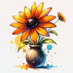 Watercolor Blacked Eyed Susan Flower PNG Digital Download Sublimation Graphic Print on Demand PNG File Botanical PNG Image Flower Clipart
