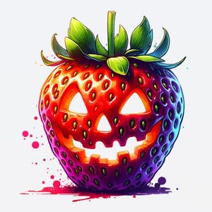 Strawberry Jacko lantern Summerween PNG Digital Download Graphic Summerween Sublimation Graphic