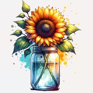 Watercolor Sunflower PNG Digital Download Sublimation Graphic Print on Demand PNG File PNG Image Sunflower Clipart