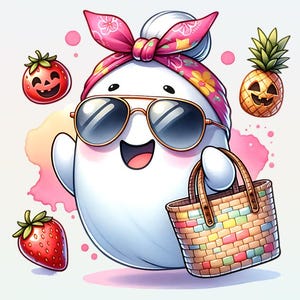 Summerween Ghost PNG Digital Download Graphic Summerween Sublimation Graphic