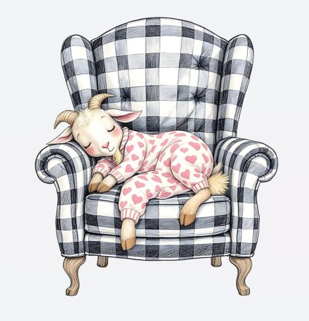 Sleeping Goat PNG | Goat Sleeping in a Chair | Farm Animal Digital ...