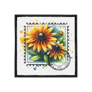 Flower Stamp Style Iron-On Patch, Decorative Patches for Jackets, DIY Craft Embellishments, Iron On Hat Patches