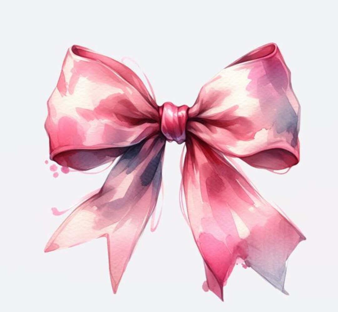 Pink Watercolor Coquette Bow PNG Clipart, Instant Download - Etsy