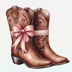 Coquette Cowgirl Boots PNG Digital Download Graphic Cute Cowgirl Bridal Boots Clipart Cowgirl Bride T-shirt Design