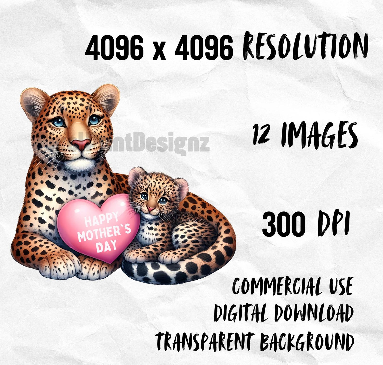 Mothers Day Exotic Animal Clipart Bundle, Cute Mom and Baby Graphic ...
