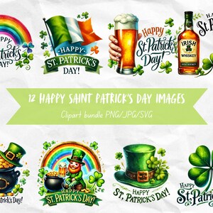 St. Patricks Day Clipart Bundle St. Patricks Day Grußgrafik Kobold Clip Art Shamrock Digital Art St Patricks Day PNG Pack