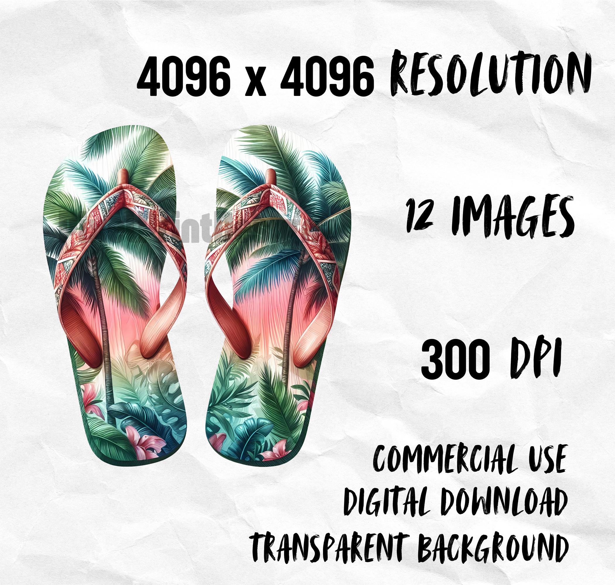 Summer Flip Flops Clipart Bundle, Watercolor Fun Beach Graphics ...