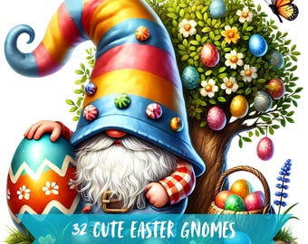Cute Easter Gnome Clipart Bundle Easter Funny Graphics Gnome Easter Bunny Digital Art Gnomes Easter Pack Clip Easter Animal Gnomes Easter s