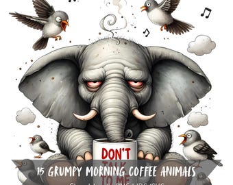 Herkenbare ochtend clipart dier chagrijnig grafische grappig kantoor clipart herkenbare koffie clipart koffie dierlijke afbeeldingen thee PNG herkenbare kunst