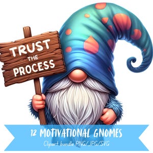 Lindo paquete de imágenes prediseñadas de gnomos motivacionales. Imágenes prediseñadas de citas inspiradoras. Paquete de gráficos lindos y motivadores. Paquete de imágenes prediseñadas de citas inspiradoras.