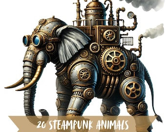 Steampunk Animal Clipart Steampunk Animal Graphics For Print Animal For Scrapbooking Steampunk Art For Stickers Digital Download Steampunk