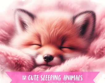 Cute Sleeping Animal Clipart Bundle Adorable Sleeping Clipart Animal Cute Graphic Sleeping Clipart Cute Animal Sleeping Images Animal PNG