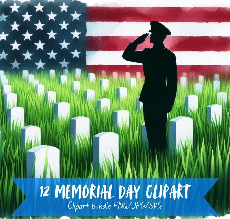 Memorial Day Clipart Bundle Memorial Day Watercolor Images American ...