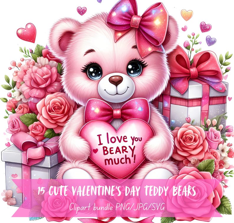 Adorable Valentine Teddy Bear Clipart for Creative Gifts for Valentines ...