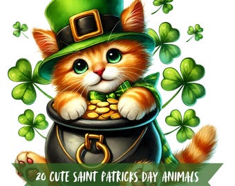 Saint Patricks Day Animal Clipart St. Patricks Day Graphics Animal St Patricks Day Leprechaun Clip Art Pack Leprechaun Animal PNG St Patrick