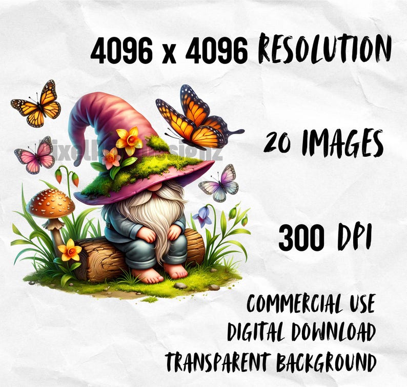 Cute Spring Gnomes Clipart Bundle, Nature Gnome Watercolor Graphics ...