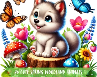 Cute Spring Animal Clipart Bundle Spring Animal Watercolor Graphic Spring Cute Clipart Animal Spring Graphic Animal Cute Spring Art Cute PNG