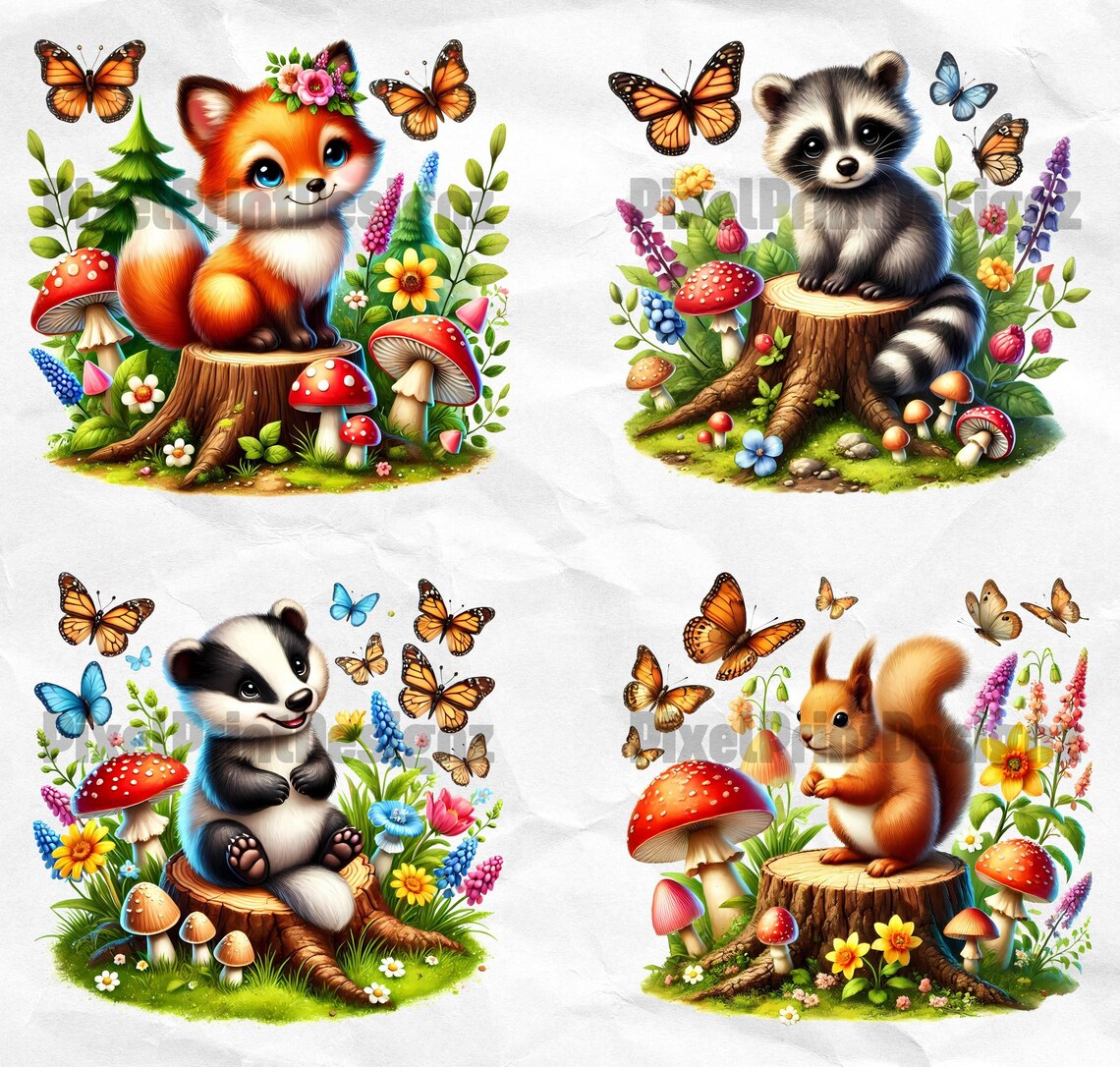 Cute Spring Animal Clipart Bundle Spring Animal Watercolor Graphic ...