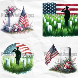 Memorial Day Clipart Bundle Memorial Day Watercolor Images American ...