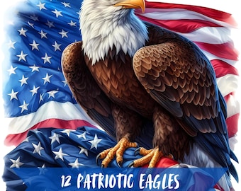 Patriotic Eagle Clipart Bundle Eagle Patriotic Graphic Bald Eagle Digital Art American Flag Eagle Clipart Eagle Patriotic PNG American Flag