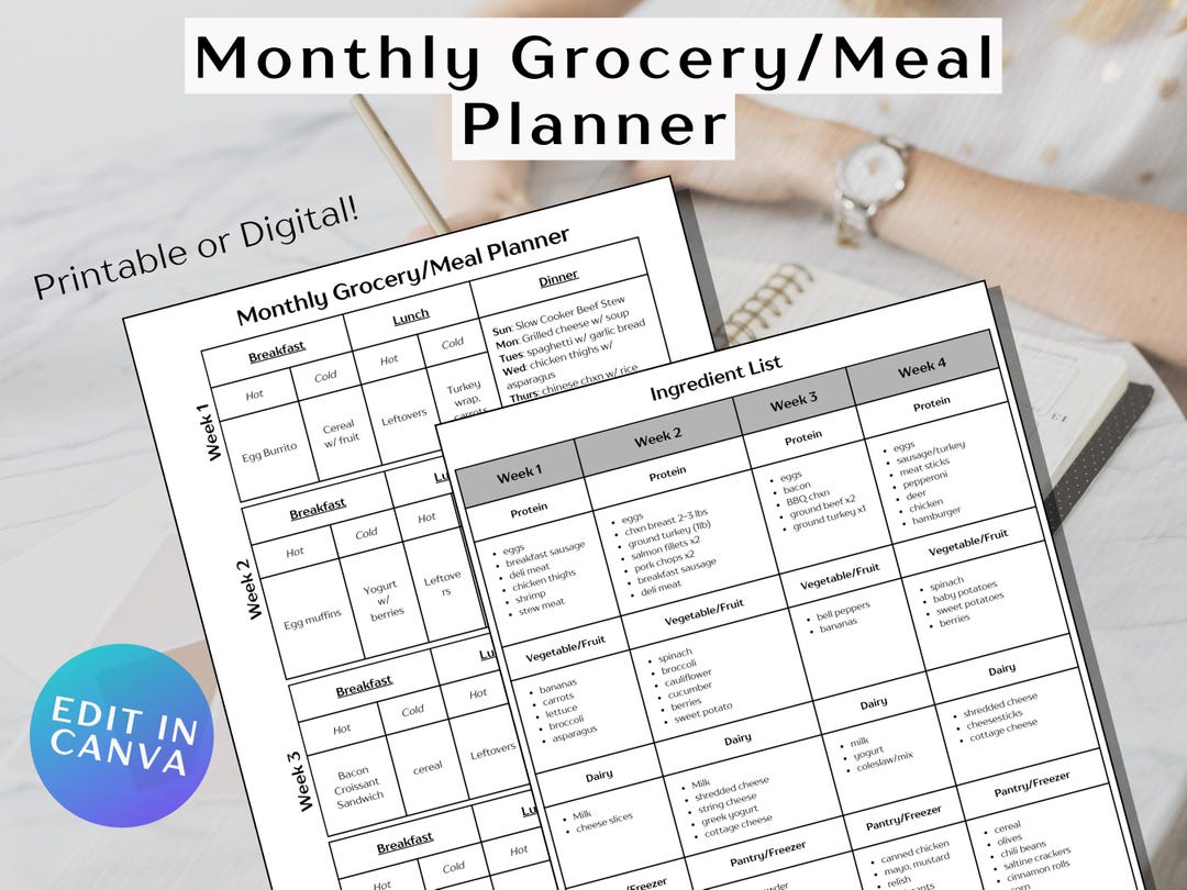 Monthly Meal Planner Grocery List Template canva PDF Etsy monthly-meal-planner-grocery-list-template-canva-pdf-etsy