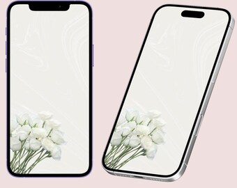 ミニマルな白いバラのiPhone壁紙