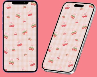 イチゴとサクランボのiPhone壁紙