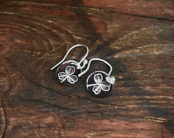 Silver Shamrock Earrings, Shamrock Charm, Good Luck Charm, Celtic Earrings, Shamrock Leaf, Irish Keepsake, Leaf Impression, Lucky Charm