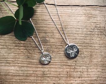 Silver Shamrock Necklace, Shamrock Charm, Good Luck Charm, Celtic Necklace, Shamrock Leaf, Irish Keepsake, Leaf Impression, Lucky Charm