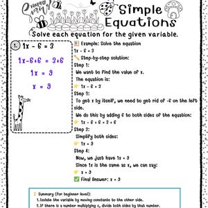 Equazioni semplici primaverili / Fogli di lavoro di algebra di base per le classi 4-6 / Risolvi per x / Nessuna preparazione necessaria immagine 2