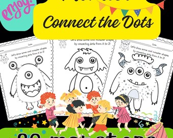 Monster-alfabet werkbladen van punt naar punt | Letterherkenning en fijne motoriek